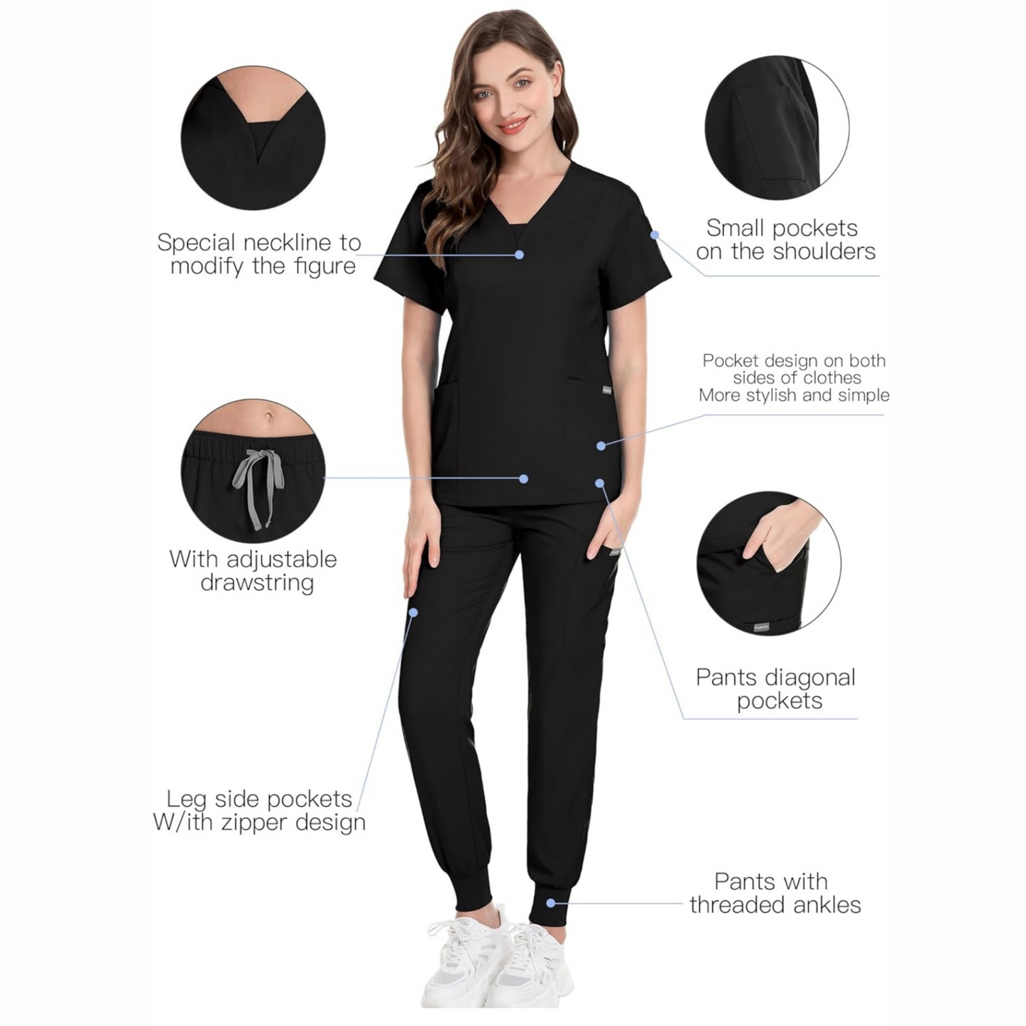 3-Pocket V-Neck Scrub Top