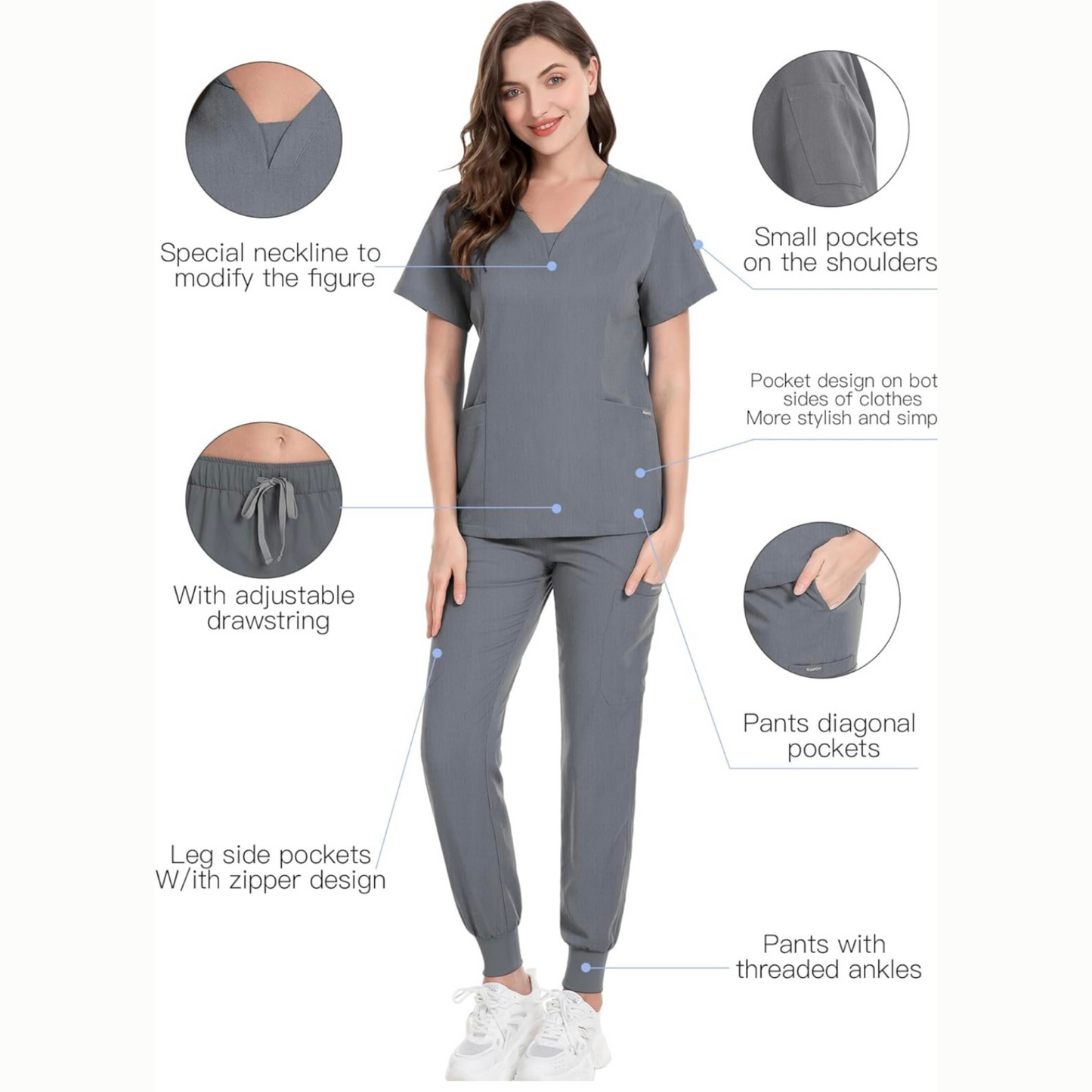 3-Pocket V-Neck Scrub Top