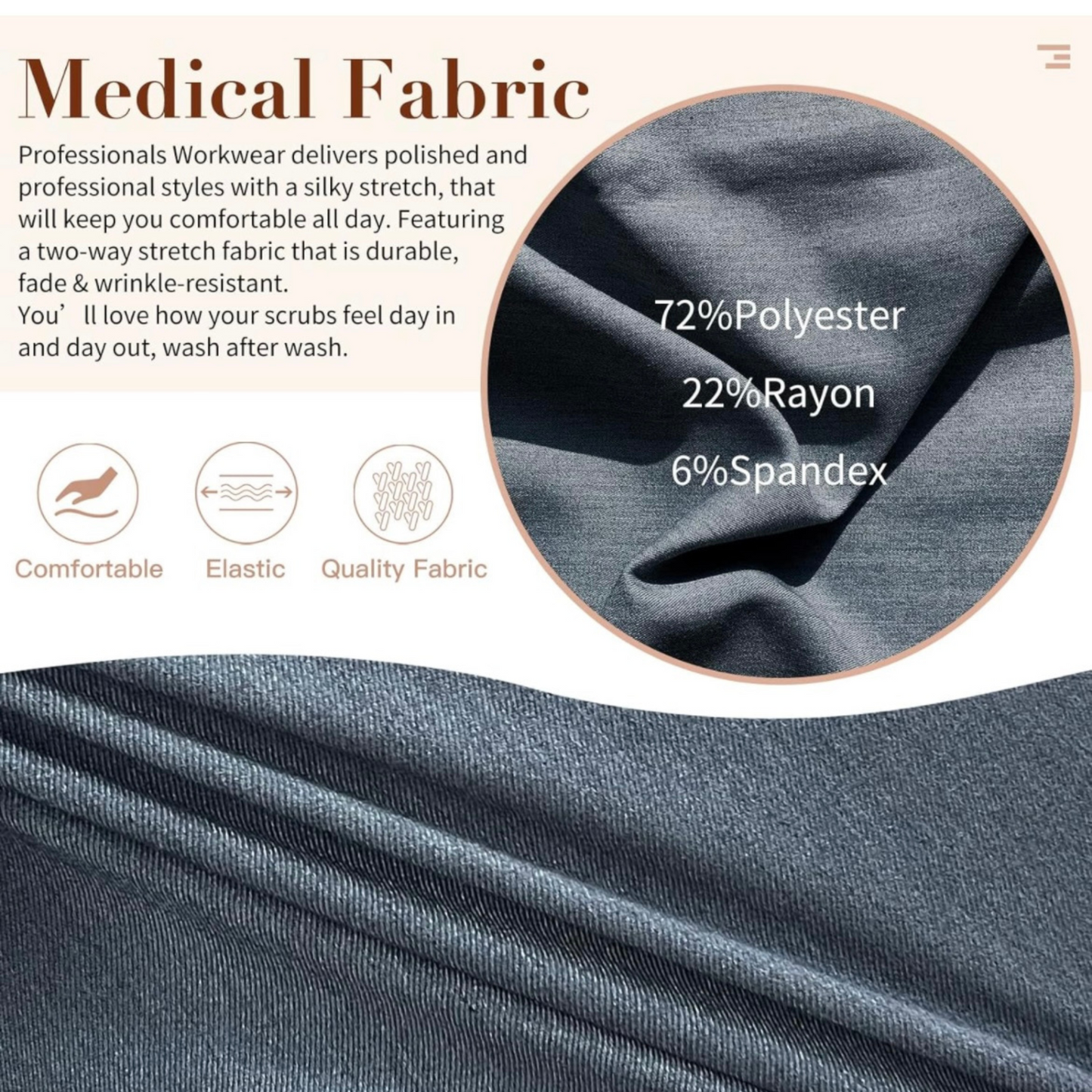 3-Pocket V-Neck Scrub Top
