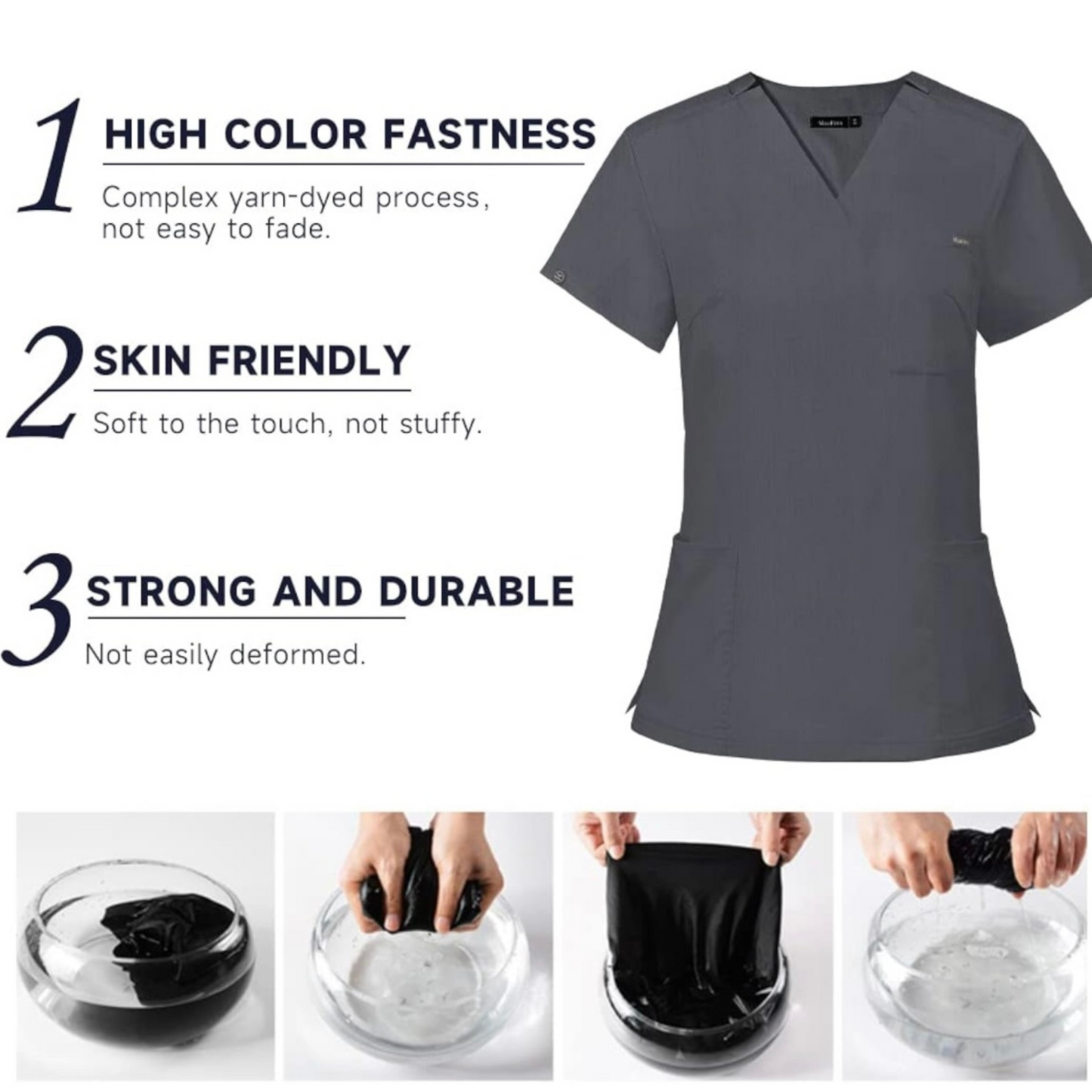 3-Pocket V-Neck Scrub Top