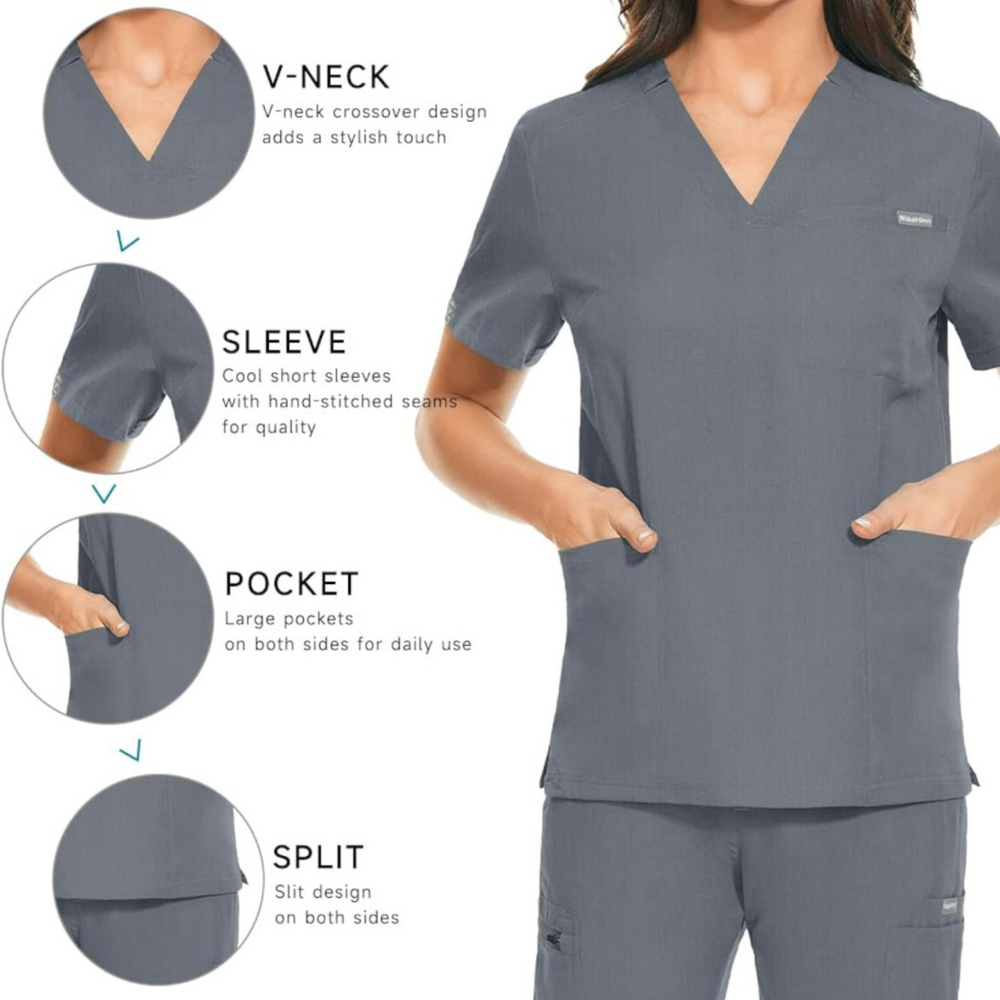 3-Pocket V-Neck Scrub Top