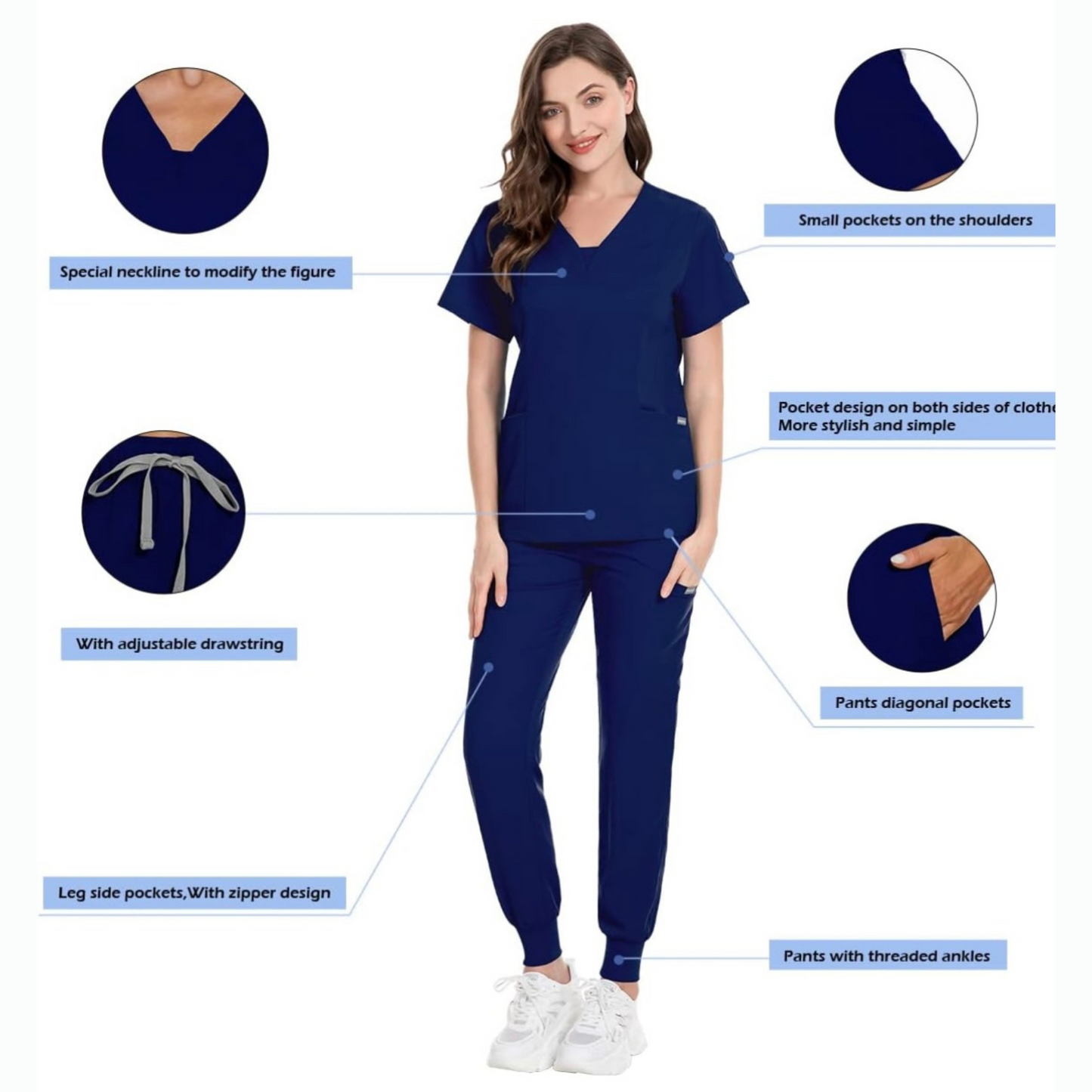 3-Pocket V-Neck Scrub Top