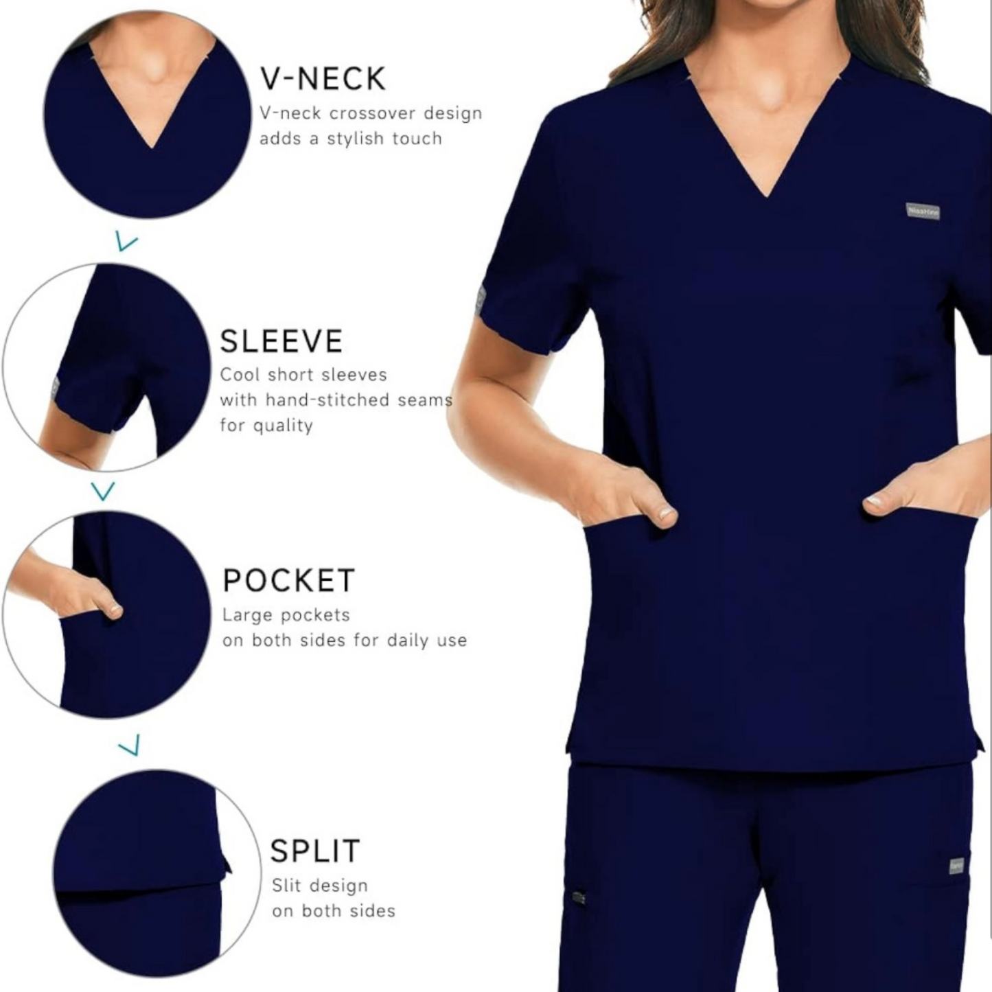 3-Pocket V-Neck Scrub Top