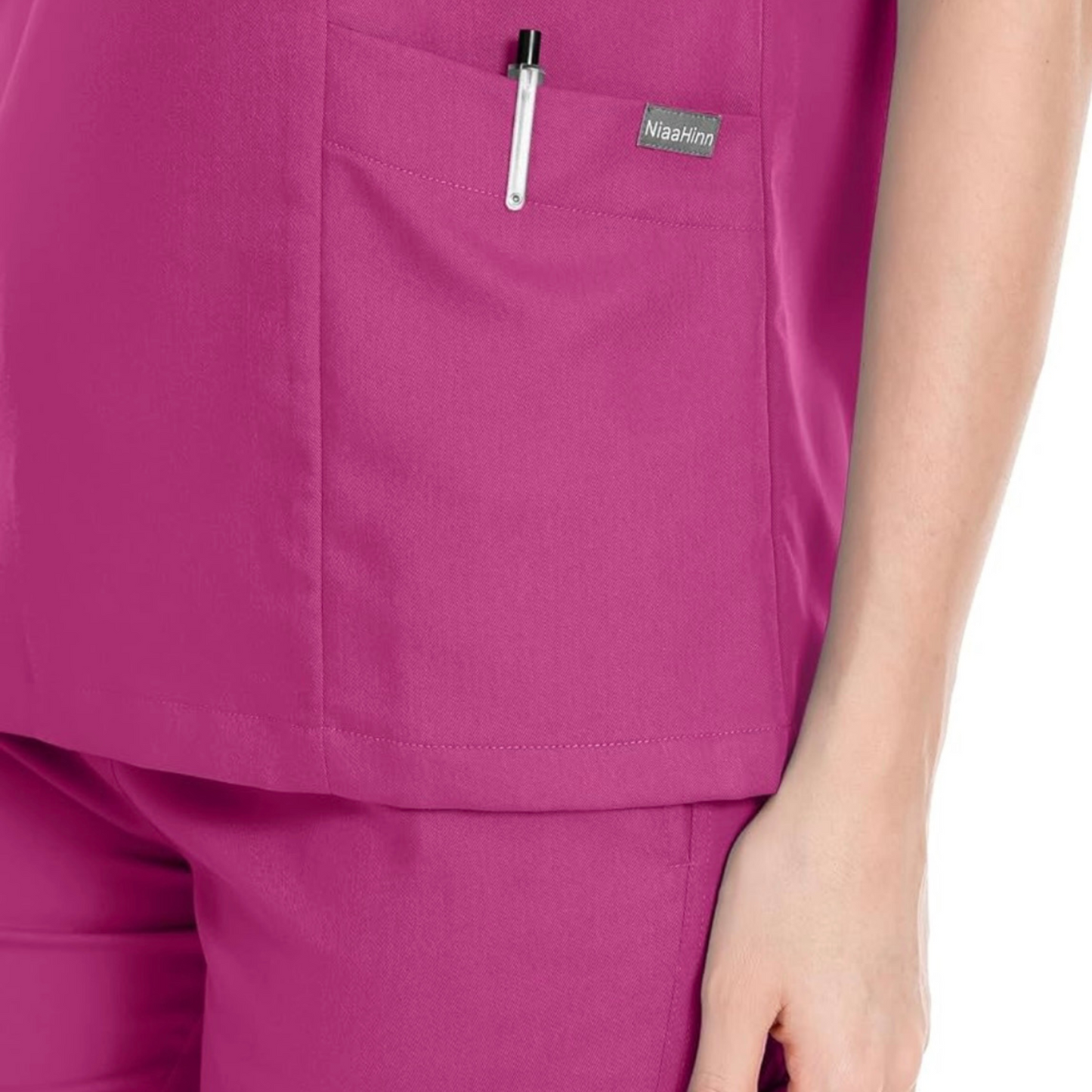 Women's Scrub Set: 3-Pocket V-Neck Top + Jogger Cargo Bottom
