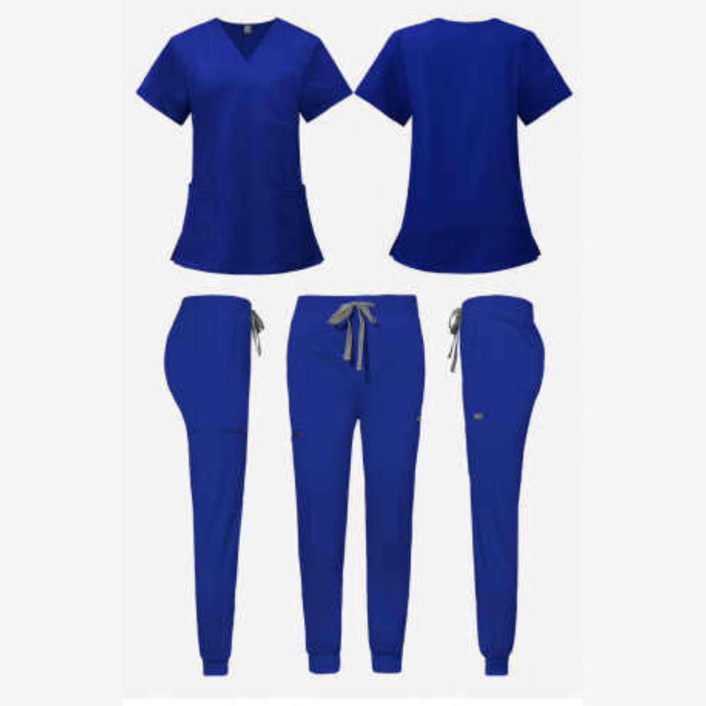 Women's Scrub Set: 3-Pocket V-Neck Top + Jogger Cargo Bottom
