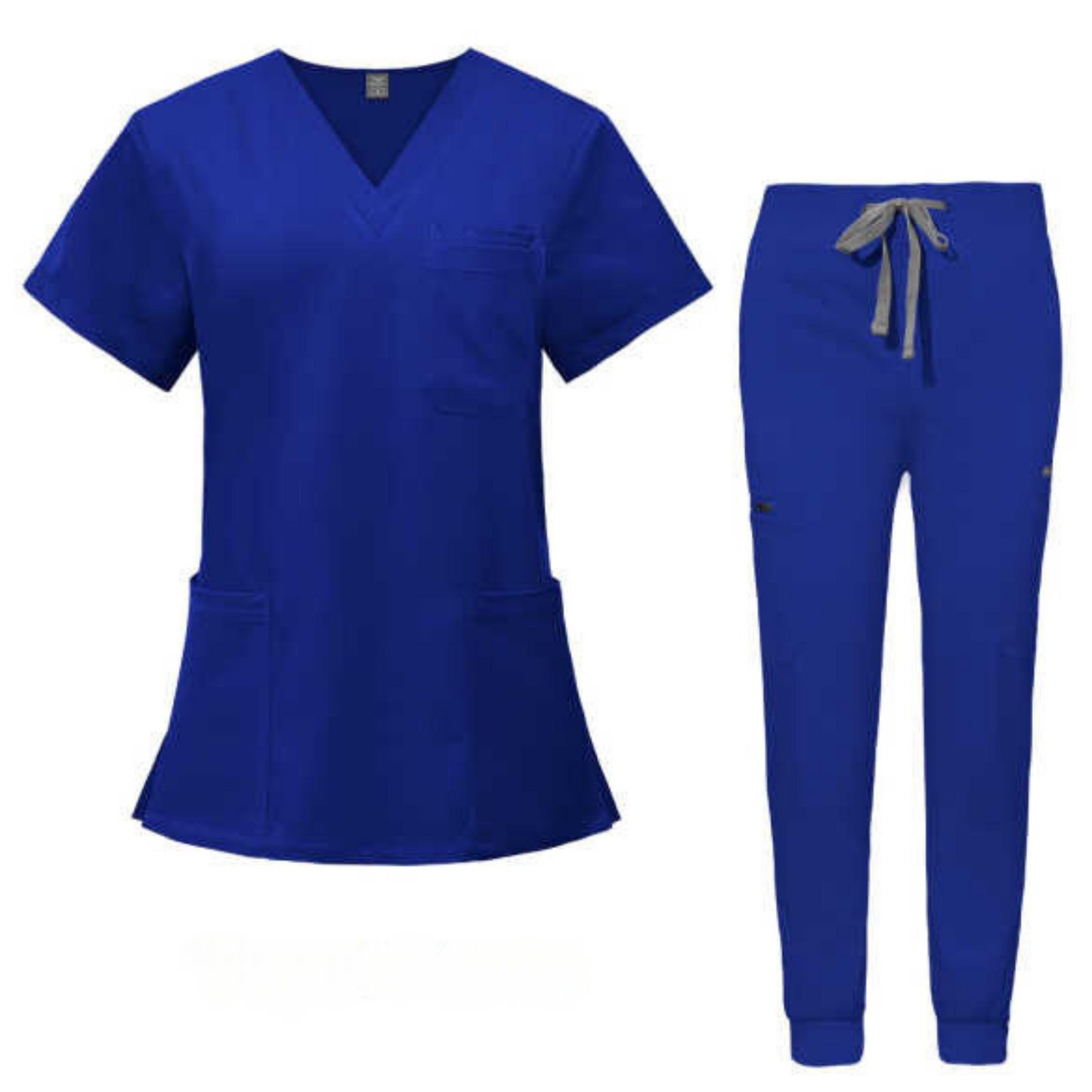 Women's Scrub Set: 3-Pocket V-Neck Top + Jogger Cargo Bottom