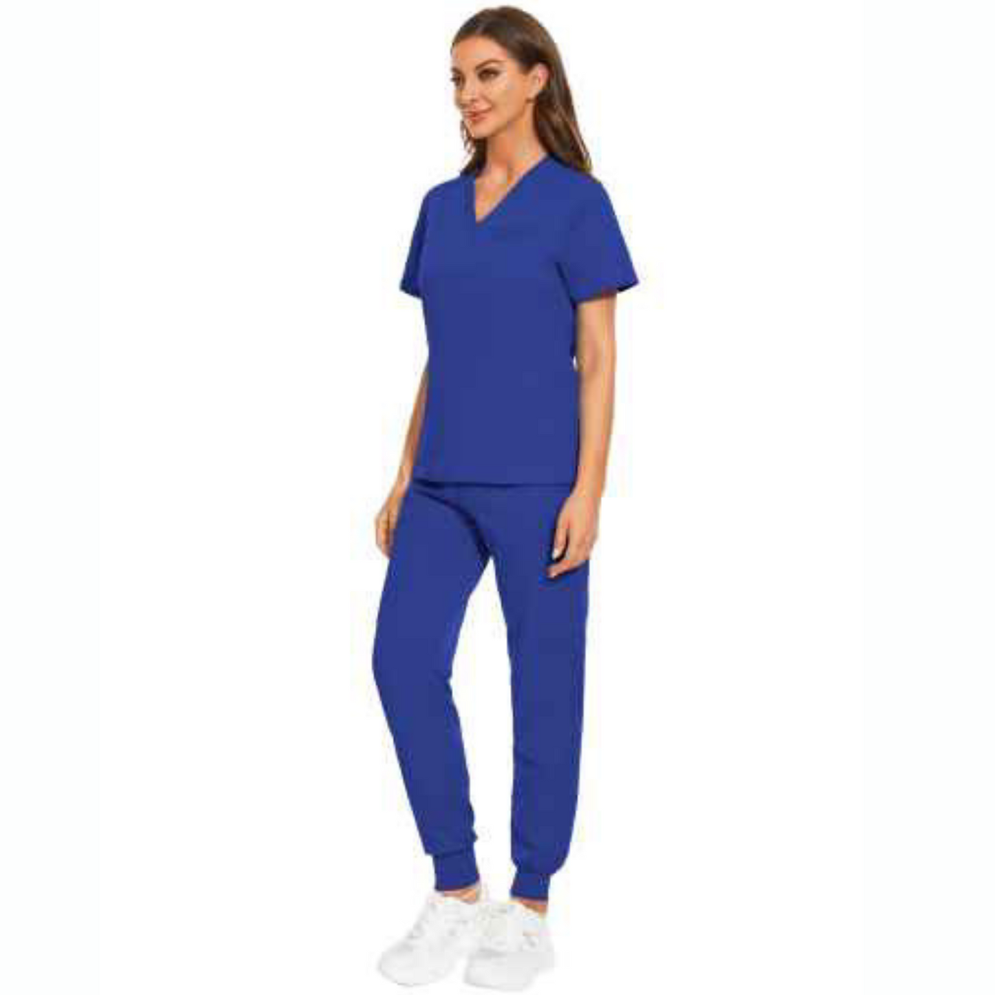 Women's Scrub Set: 3-Pocket V-Neck Top + Jogger Cargo Bottom