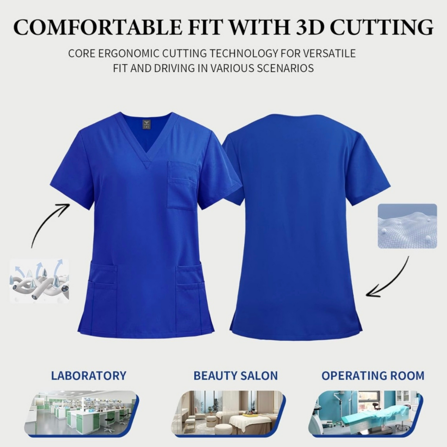 3-Pocket V-Neck Scrub Top