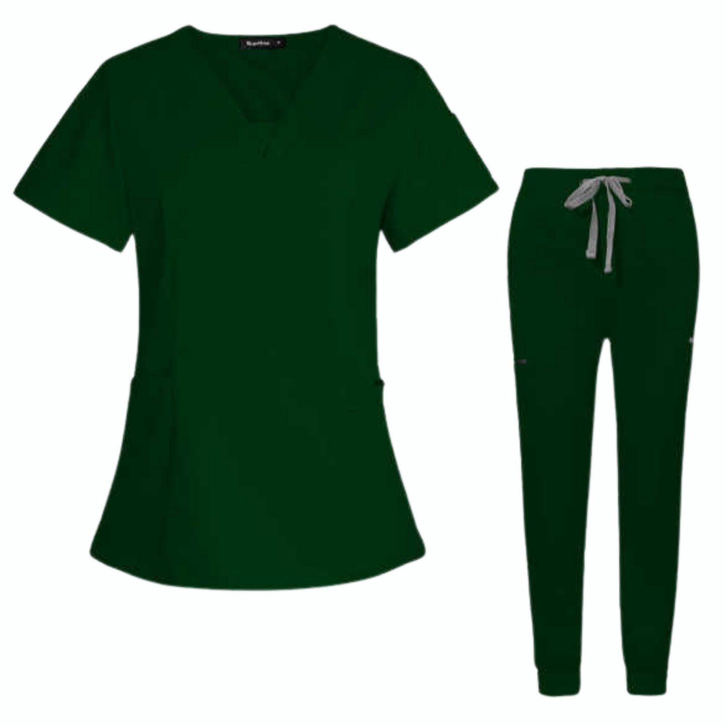 Women's Scrub Set: 3-Pocket V-Neck Top + Jogger Cargo Bottom