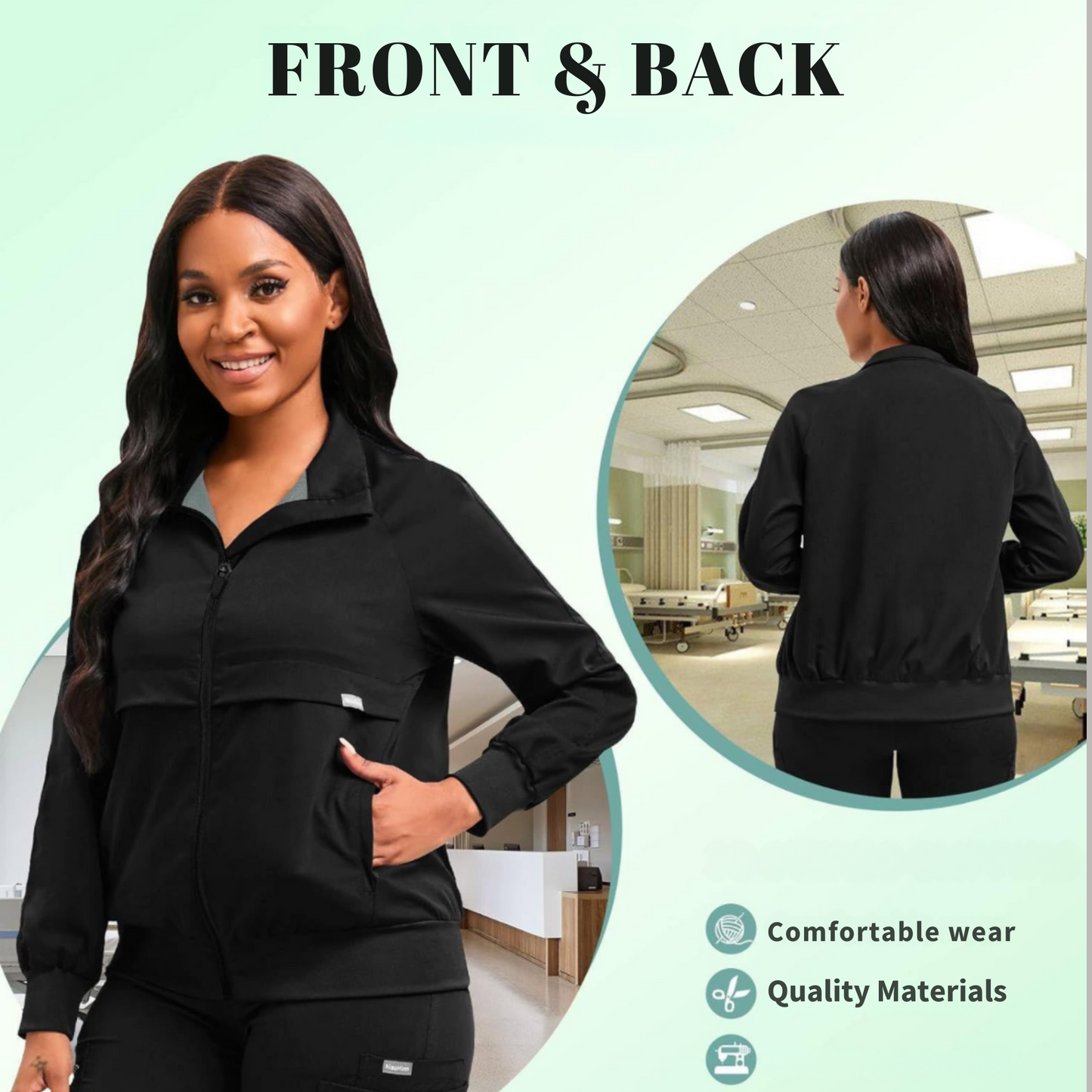 Unisex Full Zipper Scrub Jacket