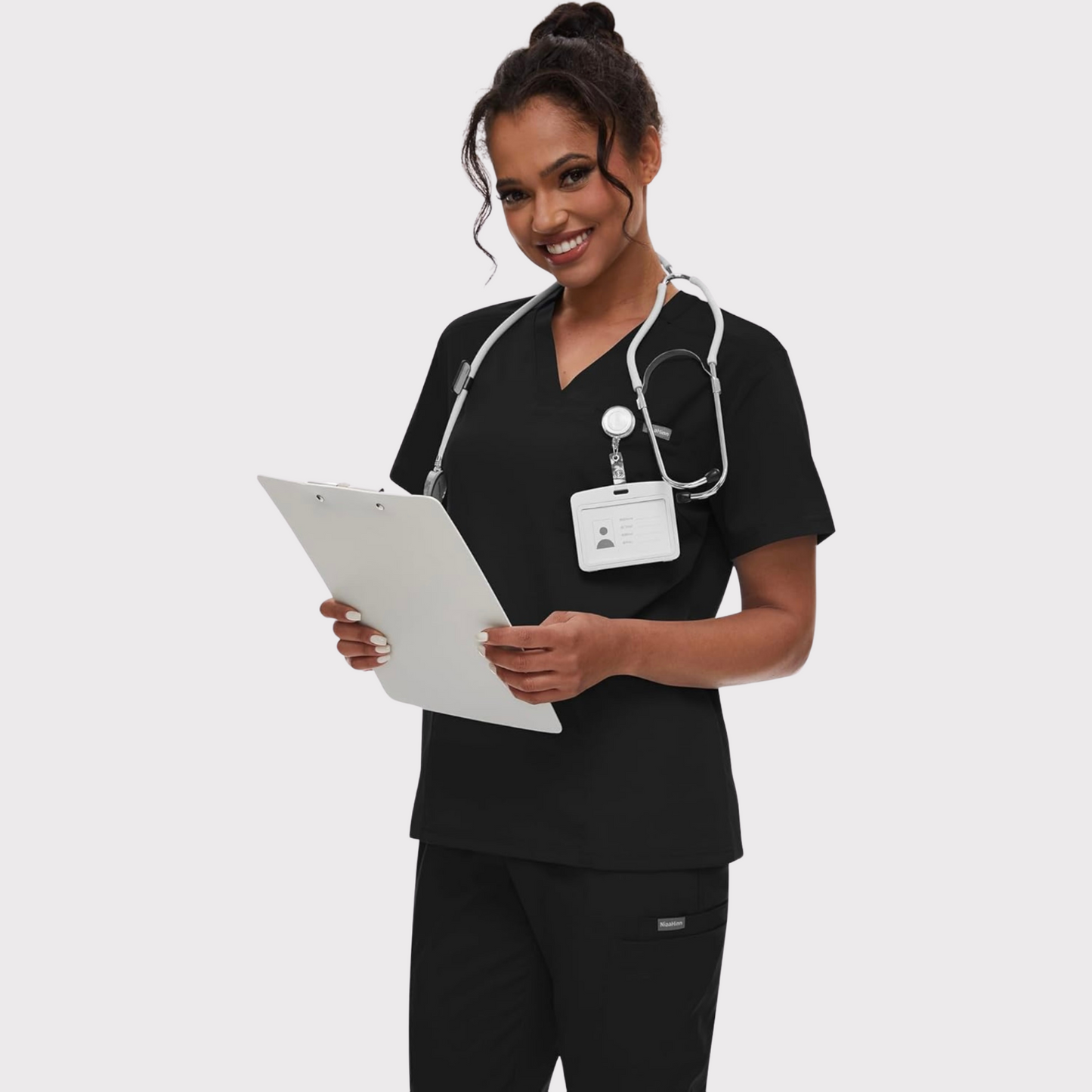 Women's Scrub Set: 3-Pocket V-Neck Top + Jogger Cargo Bottom