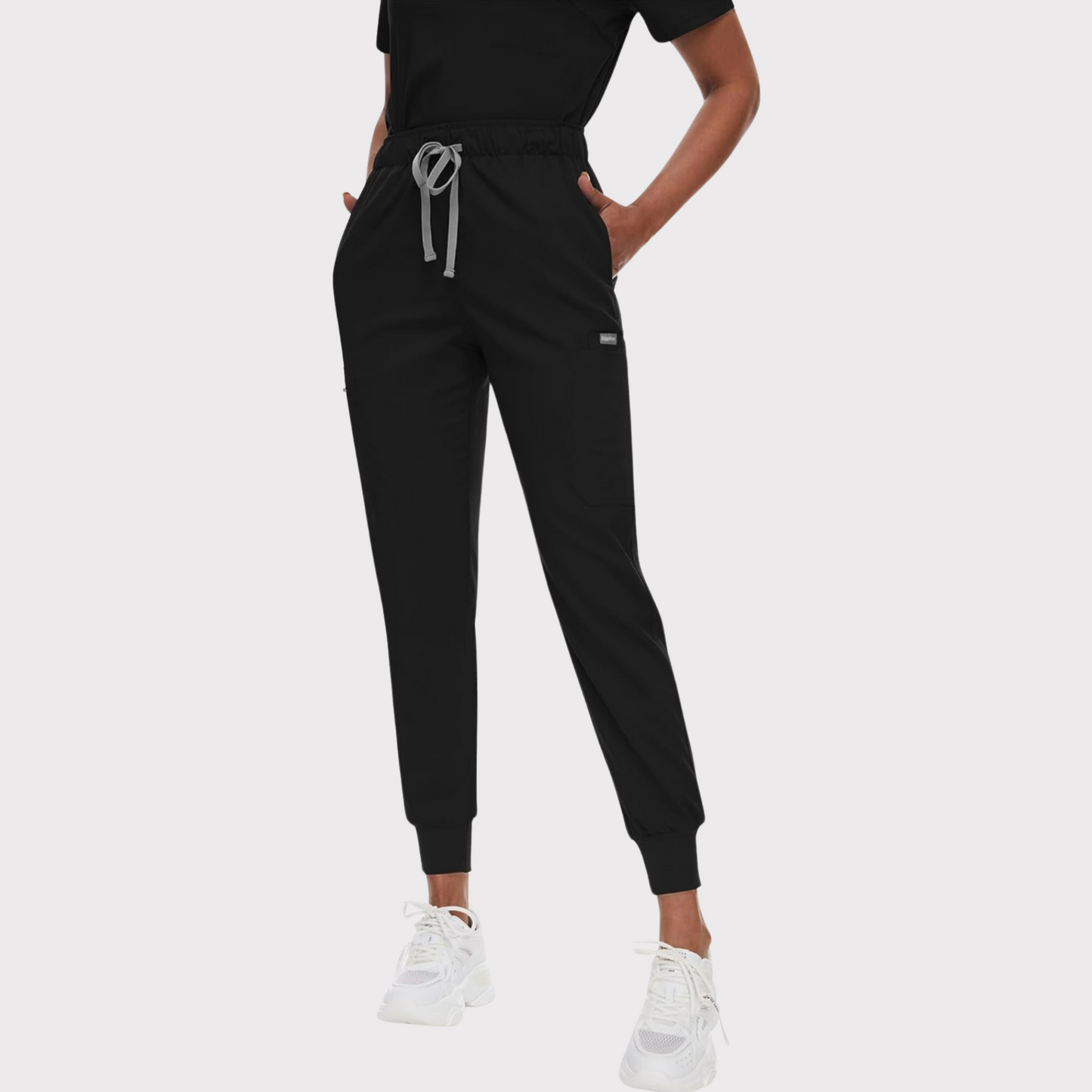 Women's Scrub Set: 3-Pocket V-Neck Top + Jogger Cargo Bottom