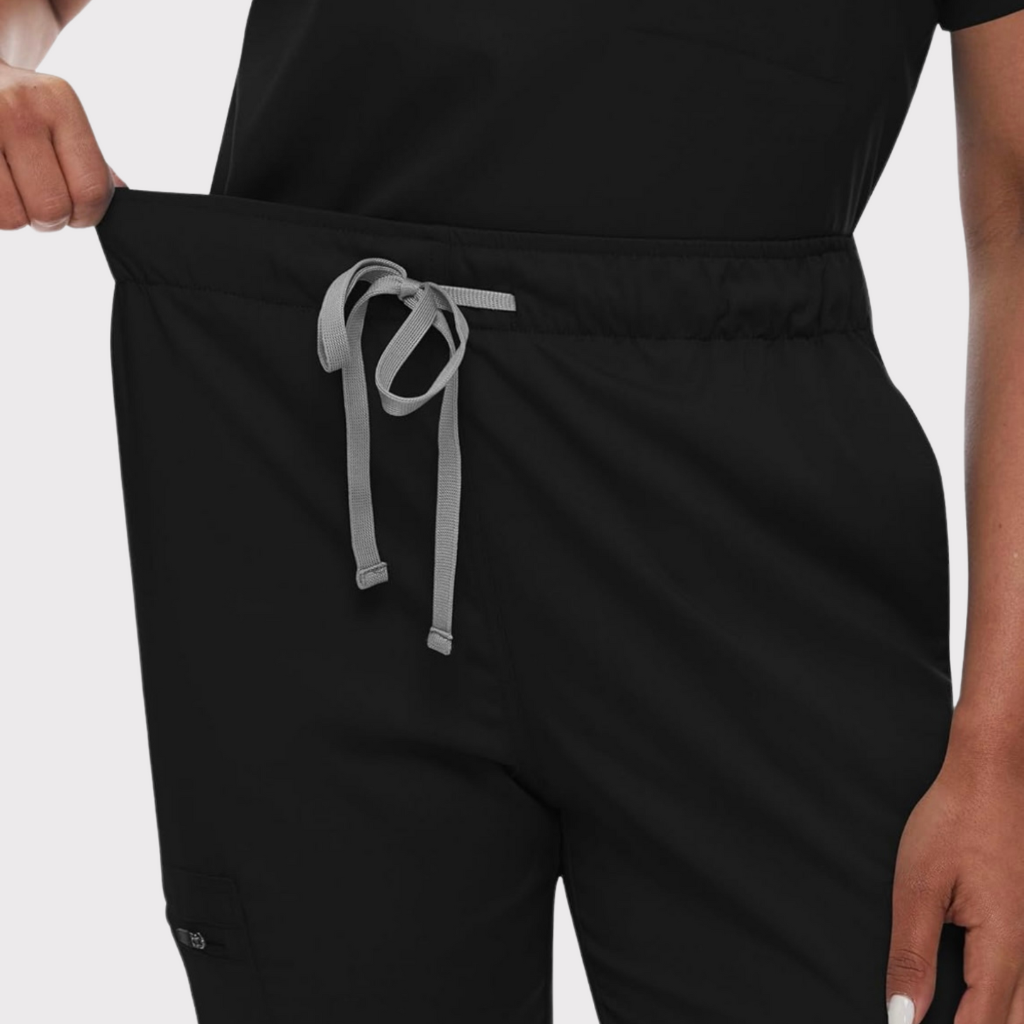 Women's Scrub Set: 3-Pocket V-Neck Top + Jogger Cargo Bottom