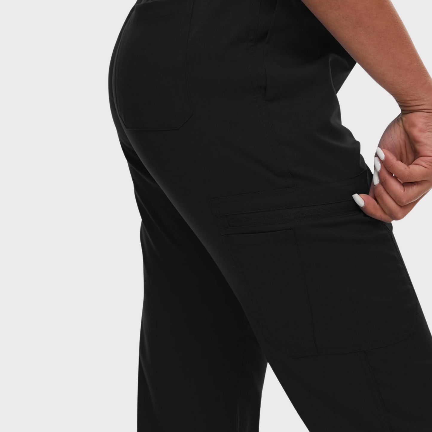 Women's Scrub Set: 3-Pocket V-Neck Top + Jogger Cargo Bottom