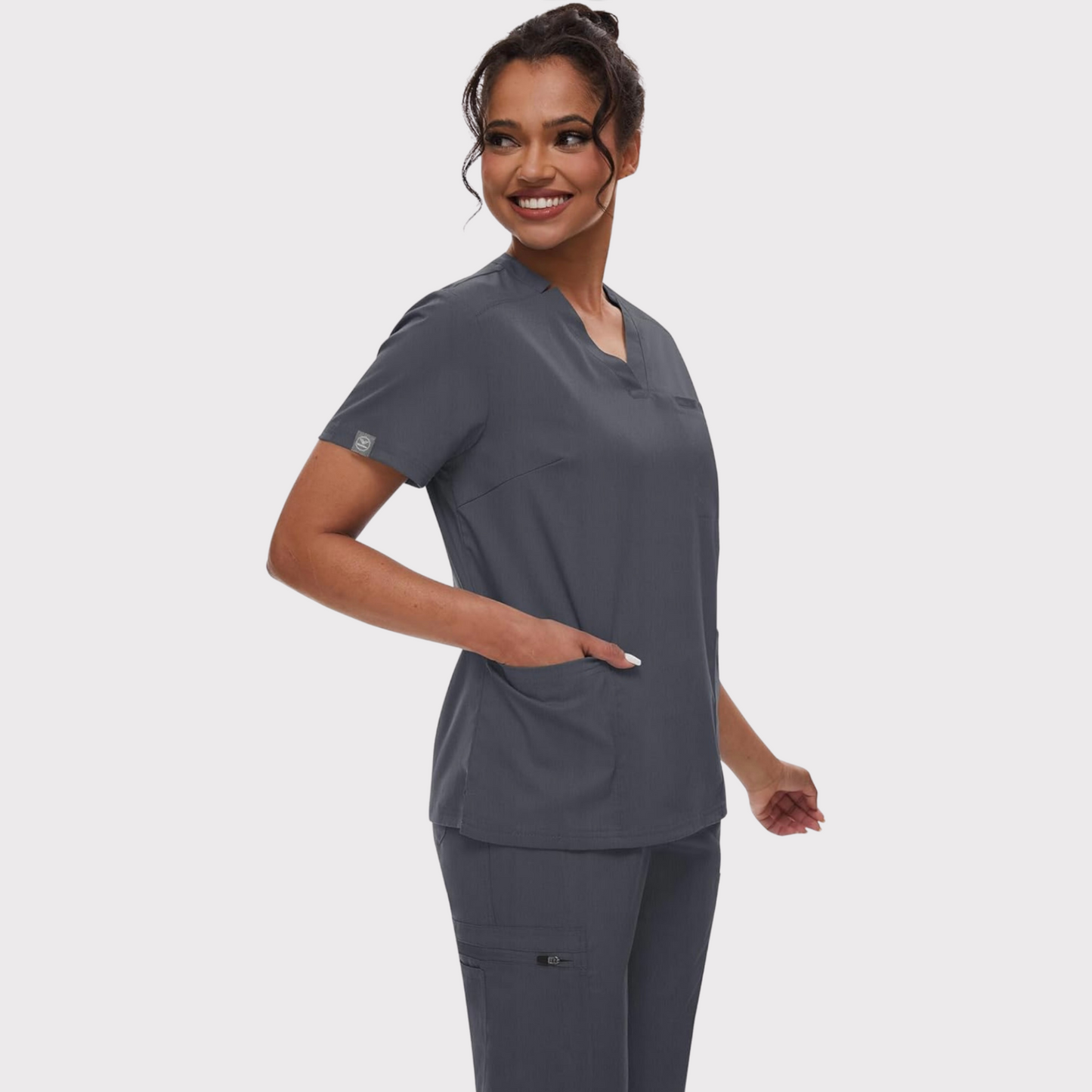 Women's Scrub Set: 3-Pocket V-Neck Top + Jogger Cargo Bottom