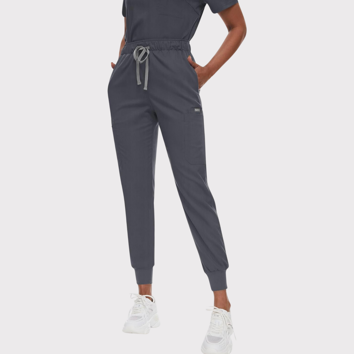 Women's Scrub Set: 3-Pocket V-Neck Top + Jogger Cargo Bottom