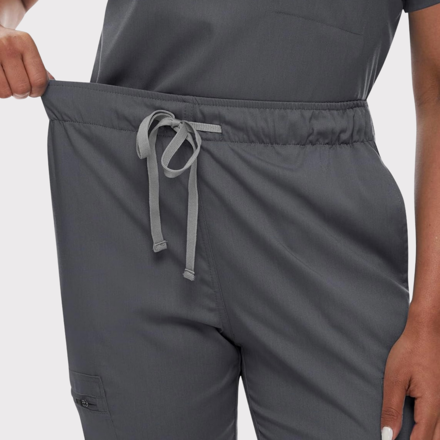 Women's Scrub Set: 3-Pocket V-Neck Top + Jogger Cargo Bottom