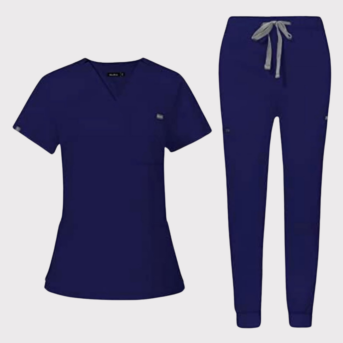 Women's Scrub Set: 3-Pocket V-Neck Top + Jogger Cargo Bottom