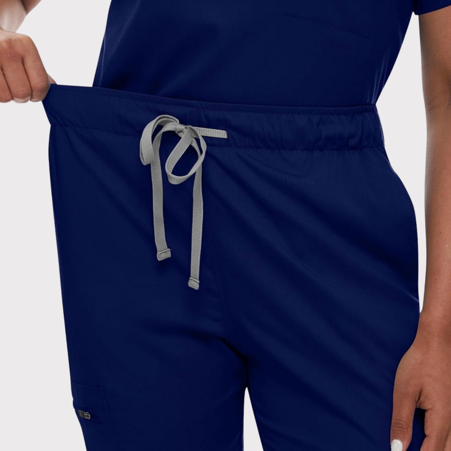 Women's Scrub Set: 3-Pocket V-Neck Top + Jogger Cargo Bottom
