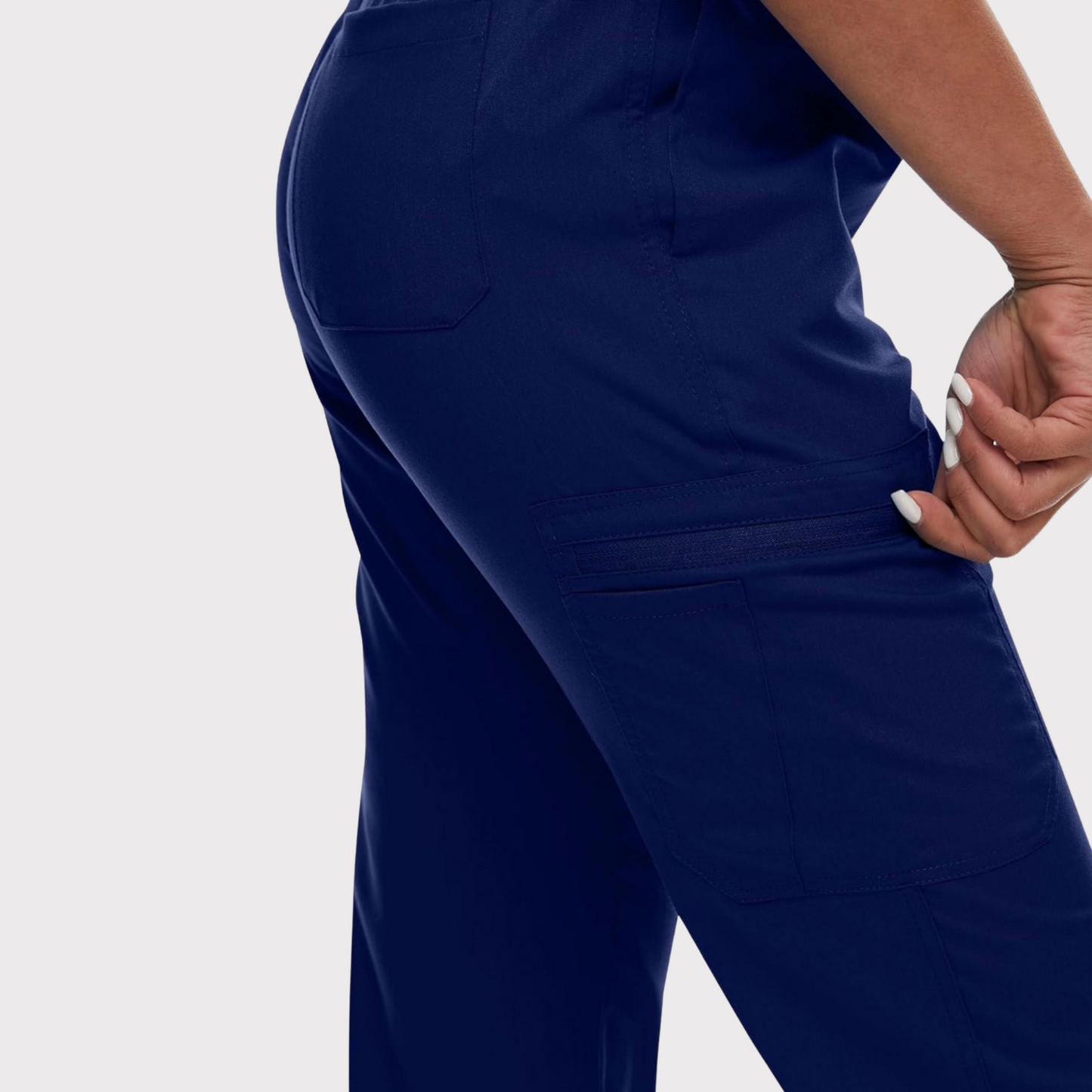 Women's Scrub Set: 3-Pocket V-Neck Top + Jogger Cargo Bottom