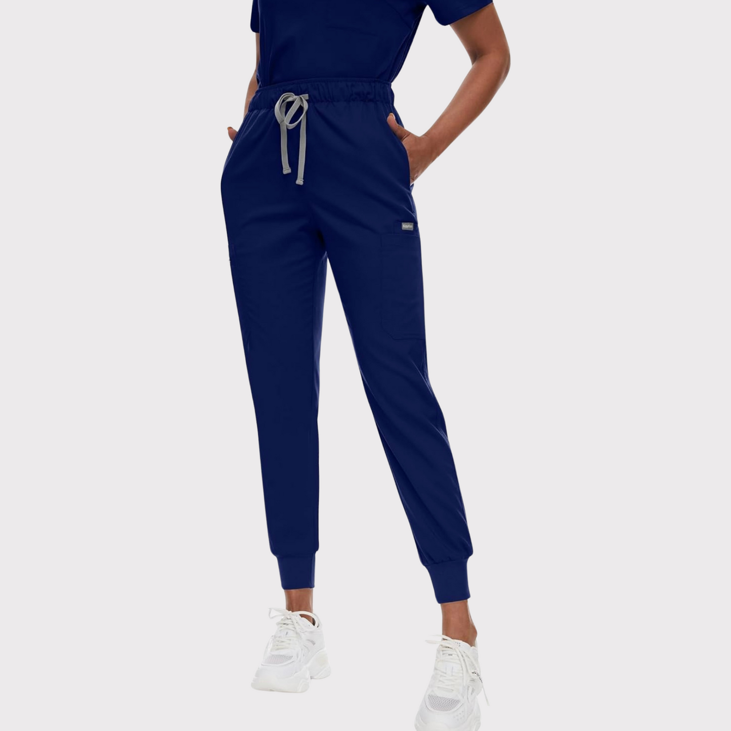 Women's Scrub Set: 3-Pocket V-Neck Top + Jogger Cargo Bottom