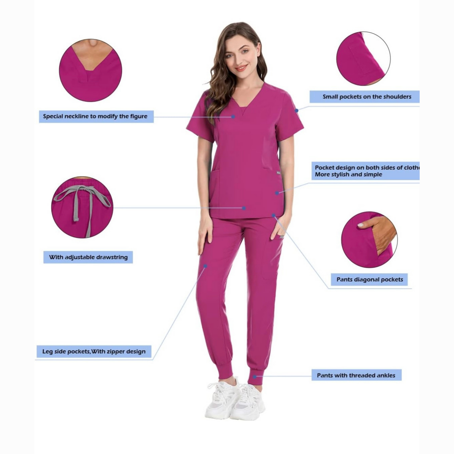 3-Pocket V-Neck Scrub Top