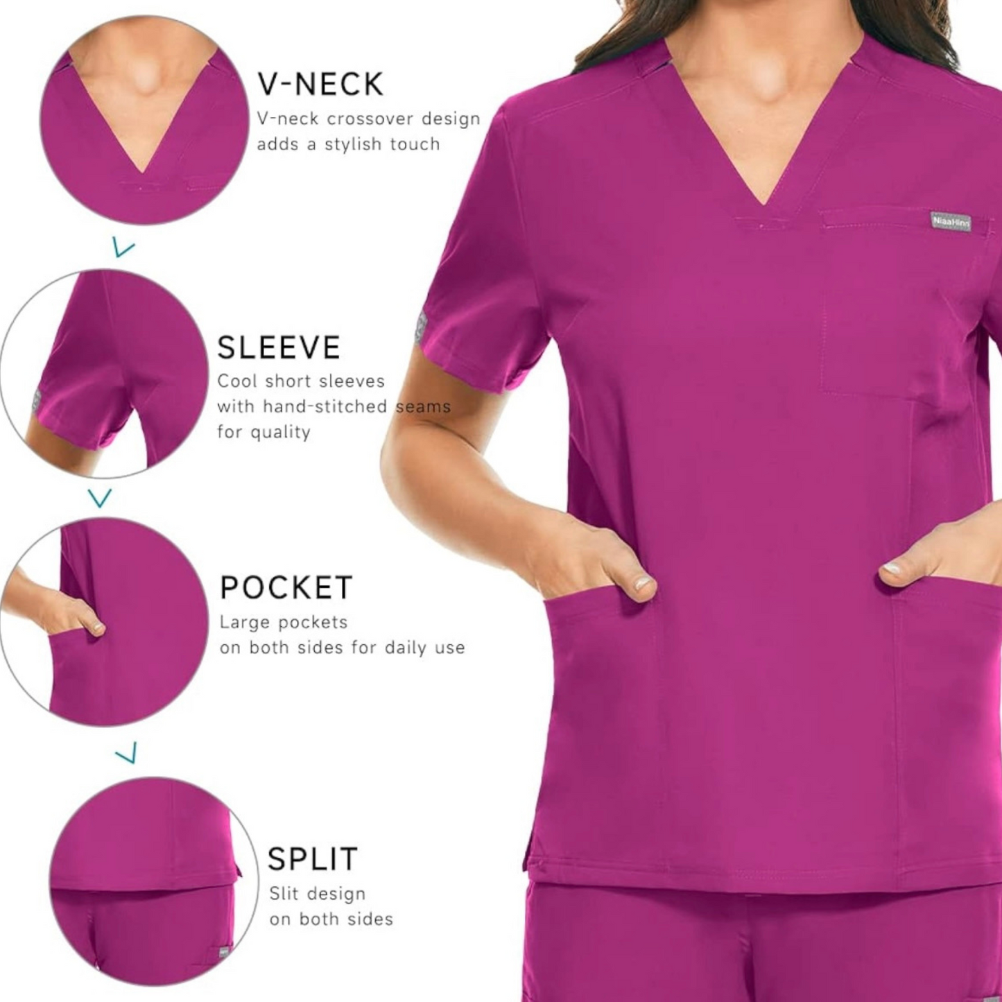 3-Pocket V-Neck Scrub Top