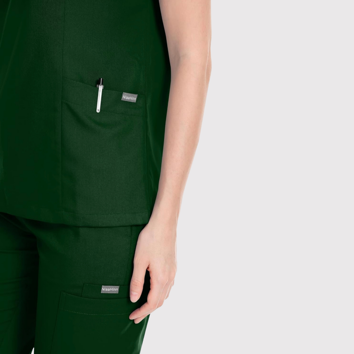 Women's Scrub Set: 3-Pocket V-Neck Top + Jogger Cargo Bottom