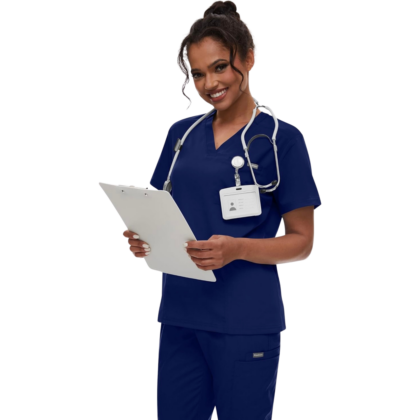 Women's Scrub Set: 3-Pocket V-Neck Top + Jogger Cargo Bottom