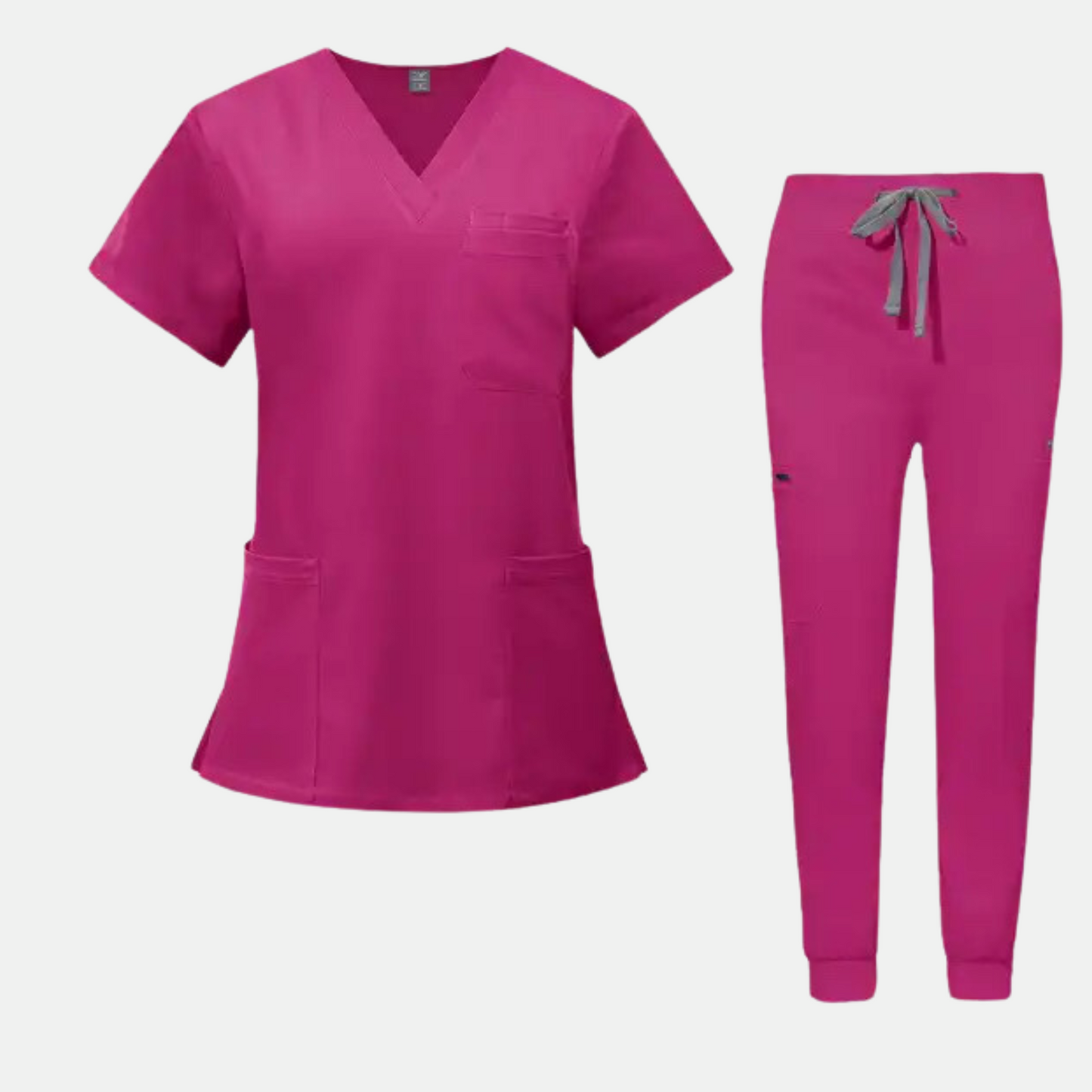 Women's Scrub Set: 3-Pocket V-Neck Top + Jogger Cargo Bottom